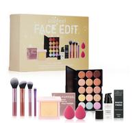 Hinourisha Kit de Palette de Maquillage, 15 Couleurs Palette Correcteur De Teint Anti-Cernes Contour Palette,Apprêt, poudre pressée, Longue Tenue à Haute Couverture avec 11pcs Pinceau De Maquillage