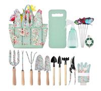 Hinourisha Lot de 15 outils de jardinage pour femme avec sac de jardin, genouillères, gants, sécateurs, truelle, cadeaux pour les amateurs de jardin