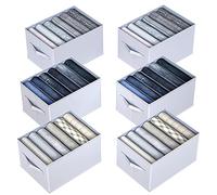 hinrey 6Pcs Rangement Vêtement de Garde-robe, Organisateur Tiroir avec Compartiments pour Jeans, Rangement sous Vêtement Pliable et Lavable avec Poignée
