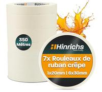 Hinrichs 7x Ruban de Masquage 6x 50m x 30mm + 1x 50m x 20mm - Ruban Adhésif Blanc 50mm - Peinture et Masking Tape Professionnel pour Peinture, Décoration, Rénovation et Voiture