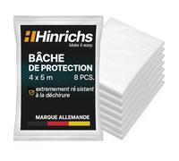 Hinrichs Lot de 8 films de protection en polyéthylène haute densité et transparent pour meubles et sols 4 x 5 m - 160 m² - Film de protection en polyéthylène haute densité d'une épaisseur de 7 microns