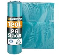 Hinrichs Sacs Poubelle 120 l Extra résistants - Rouleau de 26 - 70 x 110 cm - Sacs Poubelle extrêmement résistants à la déchirure - Sacs pour déchets en polyéthylène - Sacs à ordures