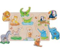 Hintergrundbildpuzzle wilde Tierbabies mit Elternteil: 30 x 21 x 2,4 cm, Holz, 6 Teile, per Stück