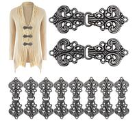HINTRMENT 10 Paires de Boucles Vintage en Alliage Motif Nuage Amulette Chinois, Boutons de Fixation Couture pour Vêtements Diy, Fermoirs Rétro pour Manteaux, Cardigans et Châles, Petit