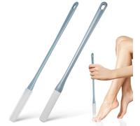HINTRMENT 2 Pcs Brosses de Nettoyage Pieds en Silicone Souple Long Manche, Poils Denses, Crochet Suspendre, Soins des Pieds des Personnes Âgées