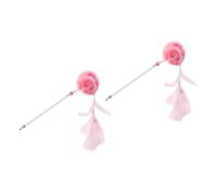 HINTRMENT 2 Pièces Chat Bâton de Chat à Pompon et Plume Interactif en PVC et Peluche Rose Attire L’Attention et Animaux de Compagnie Propriétaires D’Animaux