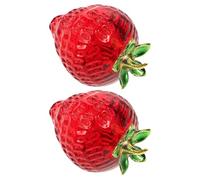 HINTRMENT 2 Pièces Figurine de Fraise en Cristal Rouge Chic et Moderne, Ornement Décoratif pour Centre de Table, pour Espaces de Réception et Décoration de Printemps
