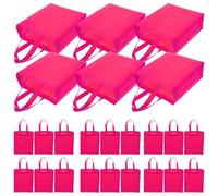 HINTRMENT 30 pièces Grand Cabas Réutilisable avec Poignées Sacs Fourre-tout Pliables pour Courses Fêtes et Emballage Cadeaux Grand Volume Polyvalent Tissu Non Tissé Rose