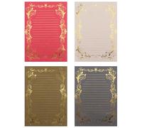 HINTRMENT 4 Ensembles Papier à Lettre Vintage Créatif Papier Imprimé à Motifs Romantiques pour Correspondance et Messages Personnels