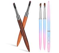 HINTRMENT 5 pièces Set de Pinceaux Nail Art Manucure Poils Ronds Plats et Biseautés Manches Bois Légers pour Nettoyage Vernis et Extension Gel Outil Précis DIY Onglerie Couleur Aléatoire