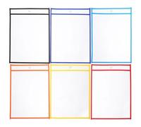 HINTRMENT 6 Pochettes Effaçables à Sec Réutilisables Colorées Plusieurs styles en Pvc Transparentes des Feuilles Lot de 6 Pièces pour Enseignants pour Salle de Classe Plusieurs styles