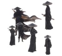 HINTRMENT 6pièces Figurines Épée Miniatures Guerriers Asiatiques Décorations Chinoises pour Tableau de Bord Voiture Bureau Ornements de Bureau pour Intérieur Camion Homme Noël