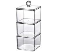 HINTRMENT Boîte de Rangement en Acrylique Design Élégant avec Couvercle Facile à Ouvrir pour Disques de Coton et Cotons-tiges pour Coiffeuse ou Salle de Bain