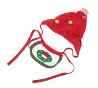 HINTRMENT Bonnet de Noël à Pompon Coloré et Bandana Anti-Salive Vert pour Petits Chiens et Chats 4-75 Kg Ensemble Déguisement Fête Confortable en Polyester pour Photo et Célébrations