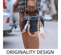 HINTRMENT Chaîne de Sac à Main Métal Robuste avec Foulard Soie Élégante Bandoulière Délicate pour Personnalisation DIY Facile à Installer