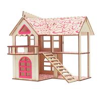 HINTRMENT Château pour Hamster en Bois à Double Couche Mâcher et Structure d'escalade, Maison Confortable pour Petits Animaux et Rongeurs