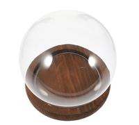 HINTRMENT Cloche Protection des Fleurs Séchées avec Base en Bois en Verre Ronde et Micro-paysages, Design Multi-Usage Élégant pour Décoration de Table Salon
