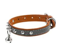 HINTRMENT Collier pour Chat Clochette Réglable en Cuir PU Bleu à Rivets Réfléchissants, Confortable Habiller Votre Animal Lors d'une Fête