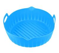 HINTRMENT Cuvette en Silicone Réutilisable Ronde Bleu pour Friteuse à Air Chaud Domestique, Revêtement Résistant la Chaleur, Accessoire Pratique pour Cuisson au Four, Micro-ondes