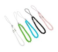 HINTRMENT Dragonne pour Téléphone 5 Pièces en Cristal, Chaînette Décorative avec Perles en Verre, Cordon Universel pour Usage Quotidien