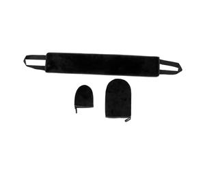 HINTRMENT Ensemble de 3 Moufles Exfoliants Autobronzants sans Doigts, Kit de Bronzage Visage et Corps, Noir Floqué Huilé Réversible, Taille Petite et Grosse, Applicateurs Réutilisables