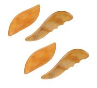 HINTRMENT Ensemble de 4 Planches de Massage en Bois de Santal, Outils de Gua Sha Multifonctions Bords Lisses, Masseurs Lymphatiques Portables pour Visage et Corps