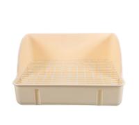 HINTRMENT Grand Bac à Litière Blanc pour Lapin en Plastique Grille Anti-coincement, Adapté pour Cage et Salon, Prévient Éclaboussures et Assure Un Nettoyage Facile