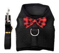 HINTRMENT Harnais pour Chien en Nylon Noir Corde de Traction de Type Gilet, Ensemble Sécurisé et Confortable pour Petites Promenades et Exercices Quotidiens