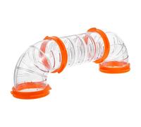 HINTRMENT Kit de Tunnels pour Hamster DIY, Tube Externe en Acrylique Orange, Court Droit 2 Tubes en C et 4 Anneaux, Accessoire pour Cage Hamster, Espace de Jeu Sécurisé pour Petits Animaux
