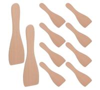 HINTRMENT Lot de 10 Spatules en Bois de Hêtre pour Barbecue, Petite Spatule Droite Facile à Nettoyer Ranger, Ustensiles Cuisine Pratiques pour Cuisson et Grillades