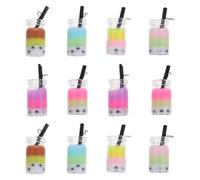 HINTRMENT Lot de 12 Breloques Miniatures en Résine Forme de Thé Lait Coloré Perles, Pendentifs Porte-clés Bubble Tea Diy, Accessoires Créatifs pour Fabrication de Couleur