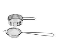 HINTRMENT Lot de 2 Petits Tamis à Farine en Acier Inoxydable, Passoire à Mailles Fines de 6,5 Cm et 5 Cm de Diamètre, Filtre à Mailles pour Cuisson et Pâtisserie, Ustensile Cuisine Maniable