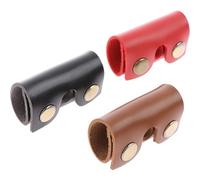 HINTRMENT Lot de 3 Étuis de Protection pour Tête de Rasoir Manuel en Cuir Synthétique Couvre-tête de Rasoir Rouge Noir et Marron Accessoire de Rangement Compact de Sécurité Usage