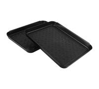 HINTRMENT Lot de 3 Plateaux à Chaussures Noirs en Plastique Imperméable Antidérapant, Bac de Récupération pour Bottes et Chaussures Mouillées, Plateau Utilitaire pour Entrée et