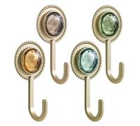 HINTRMENT Lot de 4 Crochets Muraux Adhésifs sans Perçage Petits Crochets Auto-Adhésifs en Plastique Couleur Assortie pour Suspendre Clés Serviettes et Parapluies Organisation Murale