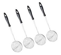 HINTRMENT Lot de 4 Cuillères Passoires Inox Petites Perforées Noires, Tamis Fin Alimentaire pour Nouilles, Pâtes, Friture et Fondue, Ustensiles Cuisine Pratiques et Résistants, Accessoire