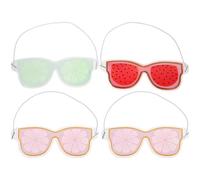 HINTRMENT Lot de 4 Masques de Sommeil en Gel PVC Fruités Compresses Oculaires Réutilisables pour Thérapie Chaude et Froide Soulagement des Fatigues et Poches Accessoires Confort pour
