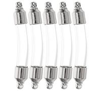 HINTRMENT Lot de 5 Pendentifs Flacons en Verre Clair 6 Mm Bouchons à Vis en Cuivre Blanc K, Petites Bouteilles Décoratives pour Bijoux et Souvenirs, pour Voyages et Rangement