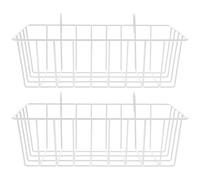 HINTRMENT Mangeoire Lapin Foin Blanc en Fer 2pcs Support Pratique Résistant aux Rayures Paroi Arrière pour Cage Accessoire pour Lapin et Cobaye