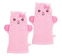 HINTRMENT Moufles de Bain Forme Animal pour Garçon et Filles en Coton 2 Pièces Friction Forte et Prévention Bactérienne, Voyages en Camping ou W nd à L'hôtel