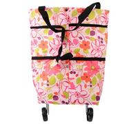 HINTRMENT Paquet à Provisions à Roulettes avec Poignée de Traction en Polyester, Intérieur Spacieux, Design Pliable et Quatre Roues pour Courses Faciles et Pratiques