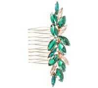 HINTRMENT Peigne Côté pour Cheveux de Mariée en Alliage Vert Émeraude, Accessoire Chic et Scintillant Facile à Mettre pour Mariage et Occasions Spéciales