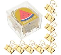 HINTRMENT Pinces à Reliure Multifonctions en Métal Or 19mm pour Organisation Facile de Documents et Fournitures de Bureau, Lot de 16 Clips Décoratifs Simples et Pratiques
