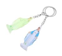 HINTRMENT Porte-clés Accessoire Décoratif Unique Vierge en Acier Inoxydable et Plastique , Lot de 2pcs , Commémoratif Multifonctionnel pour Baptêmes et Valises