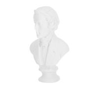 HINTRMENT Sculpture Buste de Musicien Chopin en Résine Blanche Texture Réaliste, Décoration Intérieure Européenne Élégante pour Collection et Maison