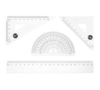 HINTRMENT Set de 4 Règles de Géométrie en Abs Incassable 20 Cm Rapporteur et Équerre, Surface Lisse, Accessoire de Dessin Saison Scolaire