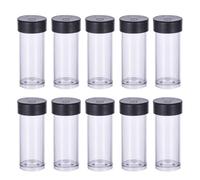 HINTRMENT Tubes de Rangement en Plastique Transparents avec Couvercle Noir, 40 Pcs, 2,5 X 5,5 Cm, Flacons Légers et Hermétiques pour Perles, Accessoires de Stockage pour Loisirs Créatifs