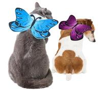 Hintyne Ailes De Chien Ailes d'halloween pour Chiens 2 Pièces Ailes De Chien en Forme De Papillon Vêtements De Chat Réglables Costumes De Tenue De Chat en Tissu Feutre Mignon pour Chats Bleu + Violet