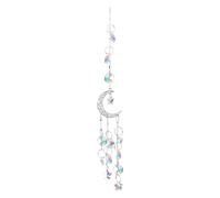 Hintyne Attrape-Soleil pour fenêtre d'intérieur, Attrape-Soleil en Cristal, étoiles de Lune, à Suspendre avec chaîne, pour fenêtre prismatique, Argent