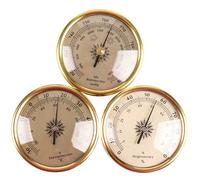 Hintyne Baromètre barométrique, baromètres pour la Maison, baromètre Mural 7, 2 x 7, 2 cm, thermomètre et hygromètre, 3 Stations météo sans Fil pour Usage Domestique, doré